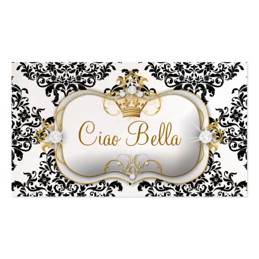 311 Ciao Bella & Lovey Dovey Damask Pearl Business Card Template (front side)