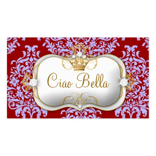 311 Ciao Bella & Lovey Dovey Damask Red Purple Business Card Template