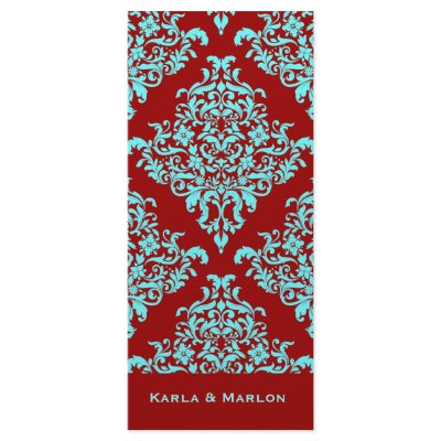 311 Ciao Bella Lovey Dovey Damask Wedding Program Custom Rack Card by Jill311