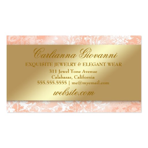 311 Ciao Bella "Peaches & Cream" Vintage Chic Business Card Template (back side)