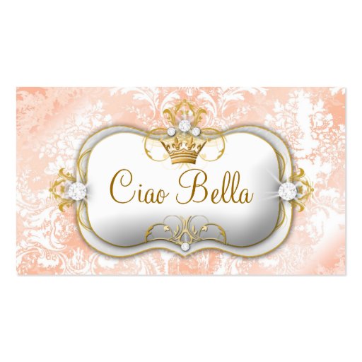 311 Ciao Bella "Peaches & Cream" Vintage Chic Business Card Template (front side)
