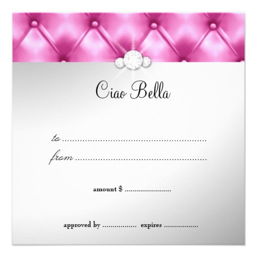 311 Ciao Bella Pink Tuft Gift Certificate Custom Announcement