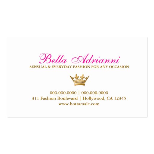 311 Ciao Bella Zebra Pink Purebred Sunset Business Card (back side)