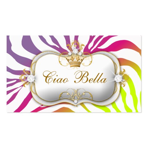 311 Ciao Bella Zebra Pink Purebred Sunset Business Card (front side)