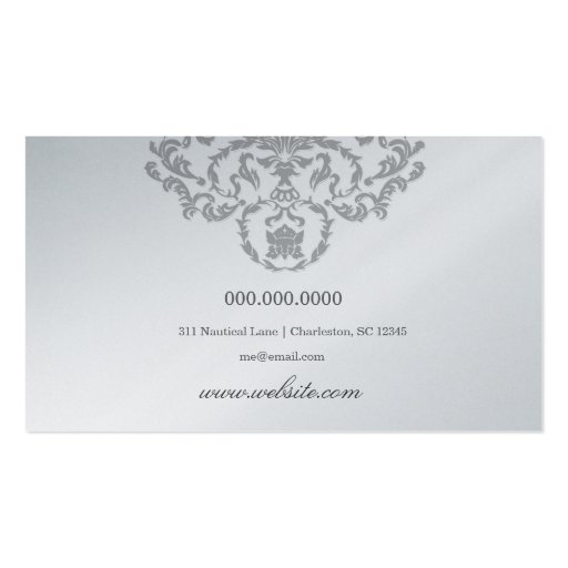 311-Classic Gray Nautical Mile Silver Metallic Business Cards (back side)