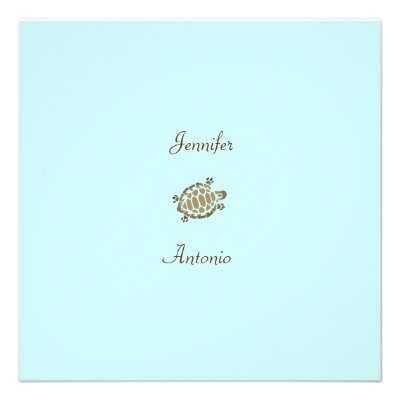 311-Coastal Seaturtle Blue Custom Invitations