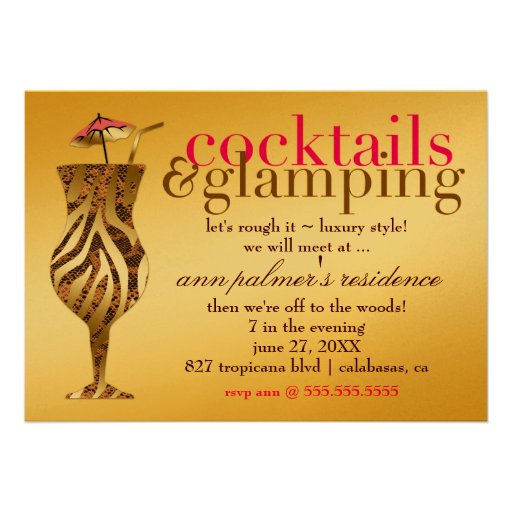 311 Cocktails & Glamping Gold Metallic Personalized Invite