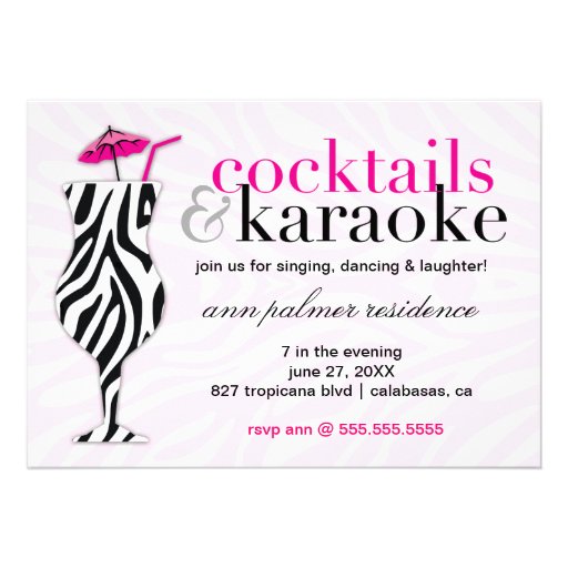 311 Cocktails & Karaoke Zebra Personalized Announcements