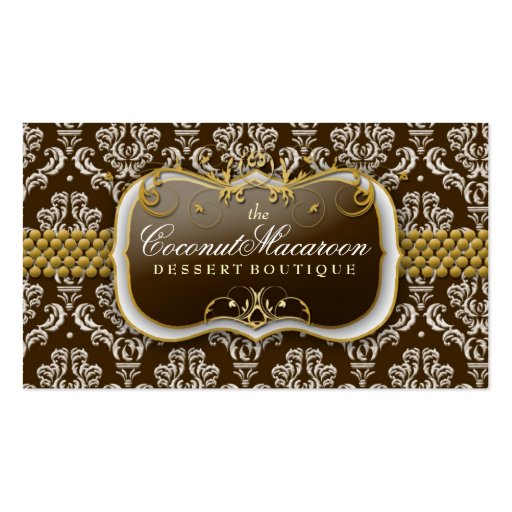 311-Coconut Macaroon Damask Business Cards (front side)