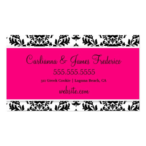 311 Cream Puff & Love Strawberry Damask Business Card Template (back side)