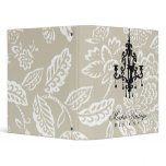 311-Creamy Mocha Vintage Damask Chandelier 3 Ring Binders