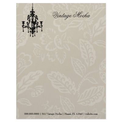 311-Creamy Mocha Vintage Damask Chandelier Letterhead Template by Jill311