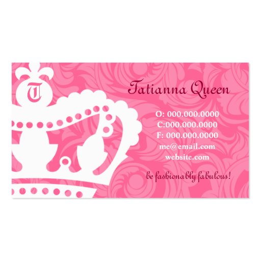 311-Crown Couture Monogram Business Cards (back side)