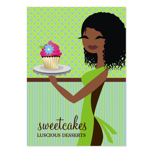 311 Cupcake Cutie Blue Green Business Card Template (front side)
