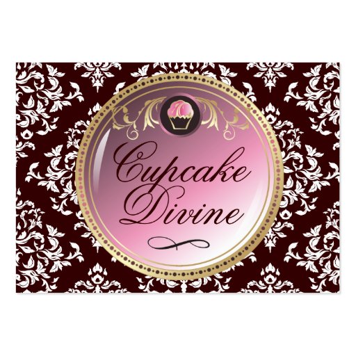 311-Cupcake Divine Damask Business Card (front side)