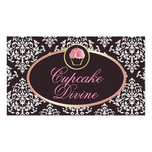 311-Cupcake Divine Solid Damask Business Cards (front side)