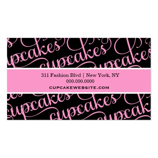 311 Cupcakes Black Business Card Template (back side)