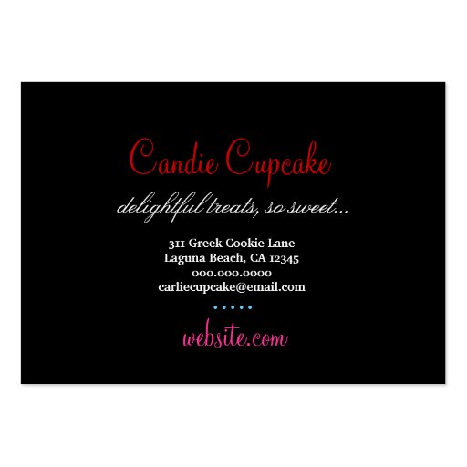 311 Daisy the Cupcake Cutie Red Business Card Template (back side)