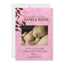 311-Damask Baby Girl Personalized Invite