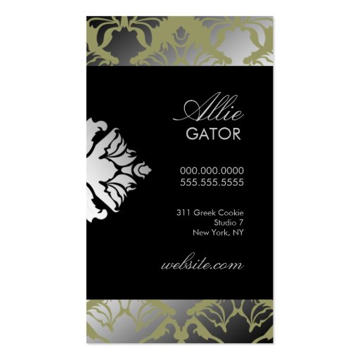 311 Damask Shimmer Alligator Business Card Templates (back side)