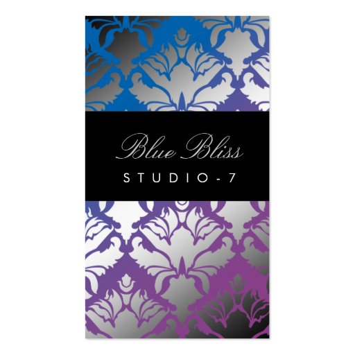 311 Damask Shimmer Blue Bliss Business Card Template (front side)