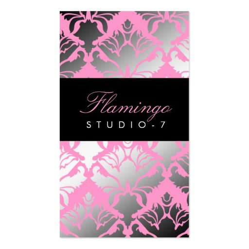 311 Damask Shimmer Flamingo Business Card Templates (front side)