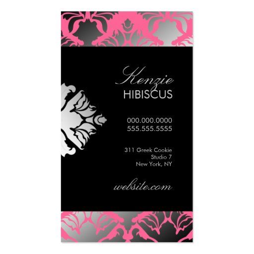 311 Damask Shimmer Hibiscus Business Card Template (back side)