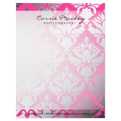 311-Damask Shimmer | Hot Pink Letterhead Template by Jill311