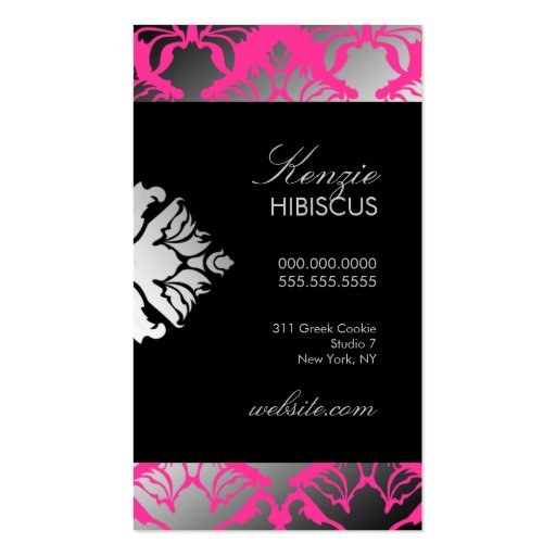 311 Damask Shimmer Pink Flame Business Cards (back side)