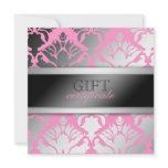 311-Damask Shimmer Pink Plush Black BowCertificate Invitation