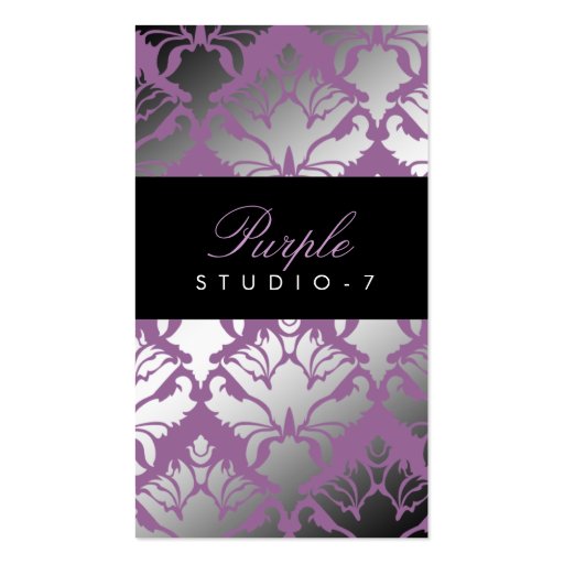 311 Damask Shimmer Purple Plush Business Card Templates