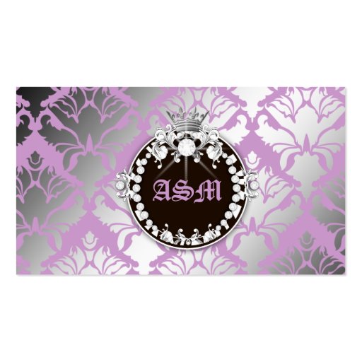 311-Damask Shimmer Queen Purple - Brown Medallion Business Cards (front side)