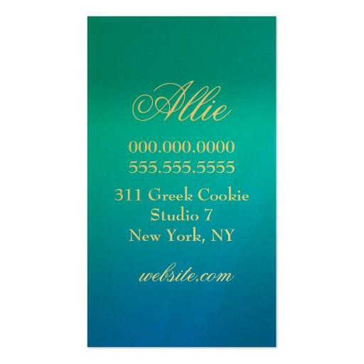 311 Damask Shimmer Tropical Blue Fade Business Card Templates (back side)