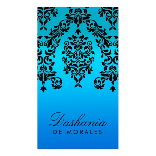 311 Dashing Damask Blue Tropical Fade Business Card Templates (front side)