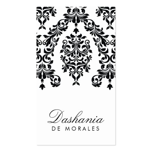 311-Dashing Damask | Ebony & Ivory Business Card (front side)