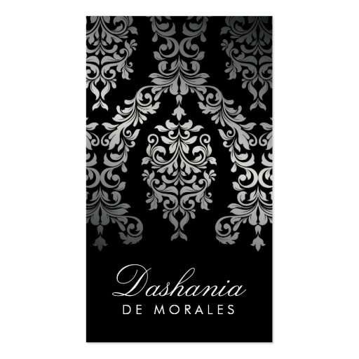 311 Dashing Damask Faux Silver Business Card Template