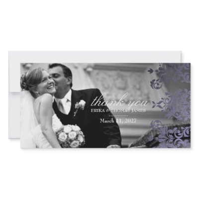 311 Dashing Damask | Hydrangea Purple Thank You Custom Photo Card by Jill311