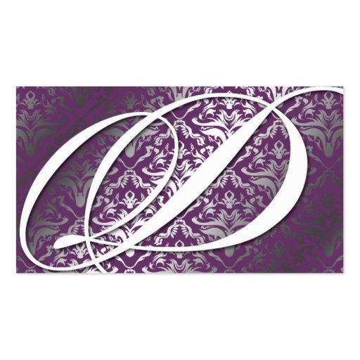 311-Dazzle Me Damask - D Monogram Purple Business Cards
