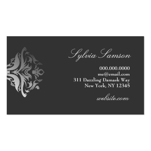 311 Dazzle Me Damask - T Monogram Pink Sizzle Business Card (back side)