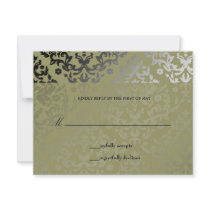 311-Dazzling Damask Alligator RSVP card invitations