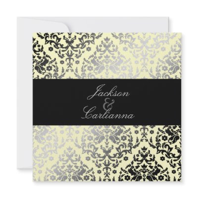 311-Dazzling Damask Buttercream Personalized Invitations by Jill311
