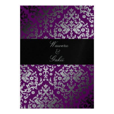 311-Dazzling Damask Extraordinary Purple Custom Invites
