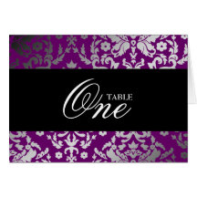 311-Dazzling Damask Extraordinary Purple Table car Greeting Card