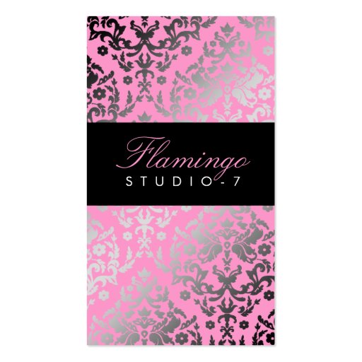 311 Dazzling Damask Flamingo Business Card (front side)