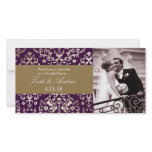 311-Dazzling Damask Gold Eggplant Thank you Photo Card