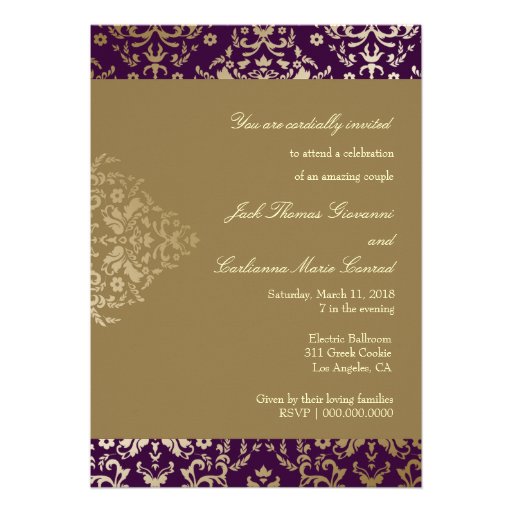 311 Dazzling Damask Gold Ivory Deep Purple Announcement