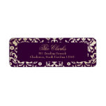 311-Dazzling Damask Gold Ivory Deep Purple Custom Return Address Label