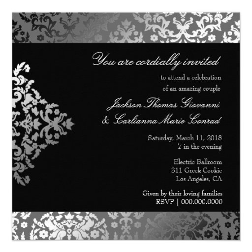311 Dazzling Damask Gray Invites