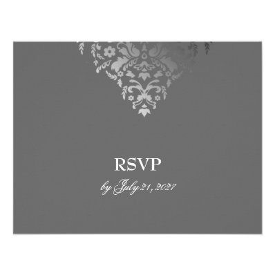 311-Dazzling Damask Gray Storm RSVP card Personalized Invite