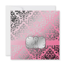 311-Dazzling Damask | Pink Flamingo Personalized Invitation